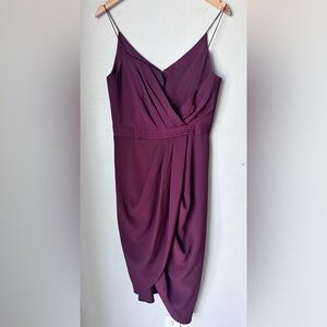 Portmans Signature Maroon Drape Dress Midi Womens Size 12 NWT Spaghetti Strap